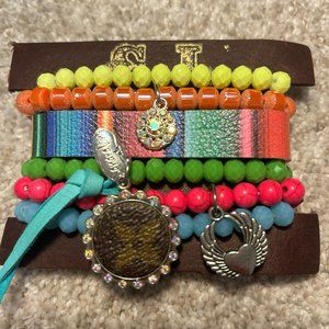 Sandra Ling Multicolored Stack Bracelet with Charms